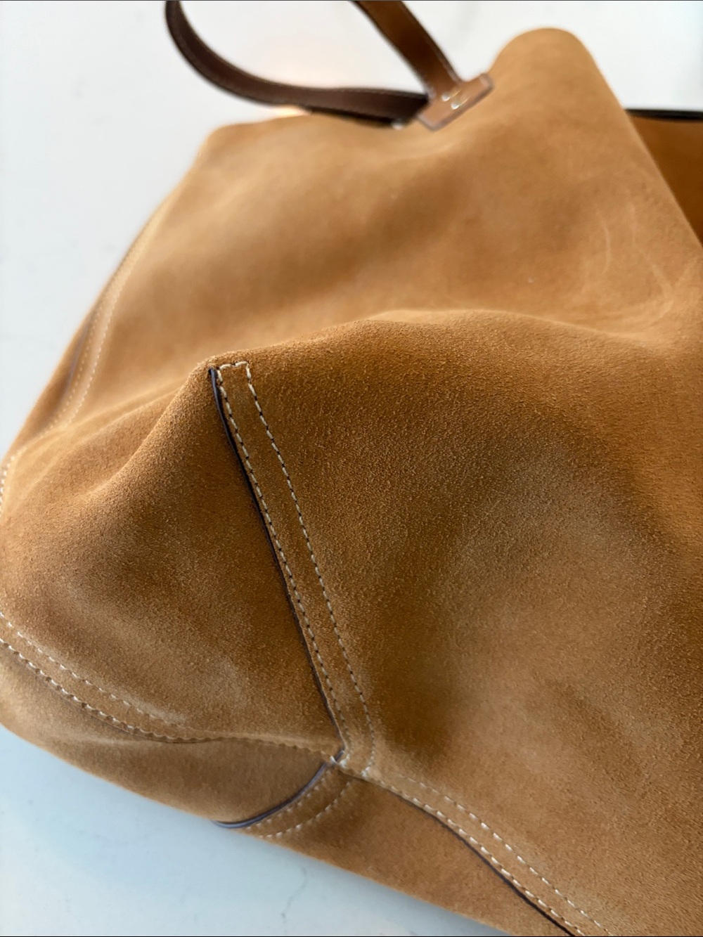 J McLaughlin Brown Suede Tote Bag with Pouch - Picture 8 of 12